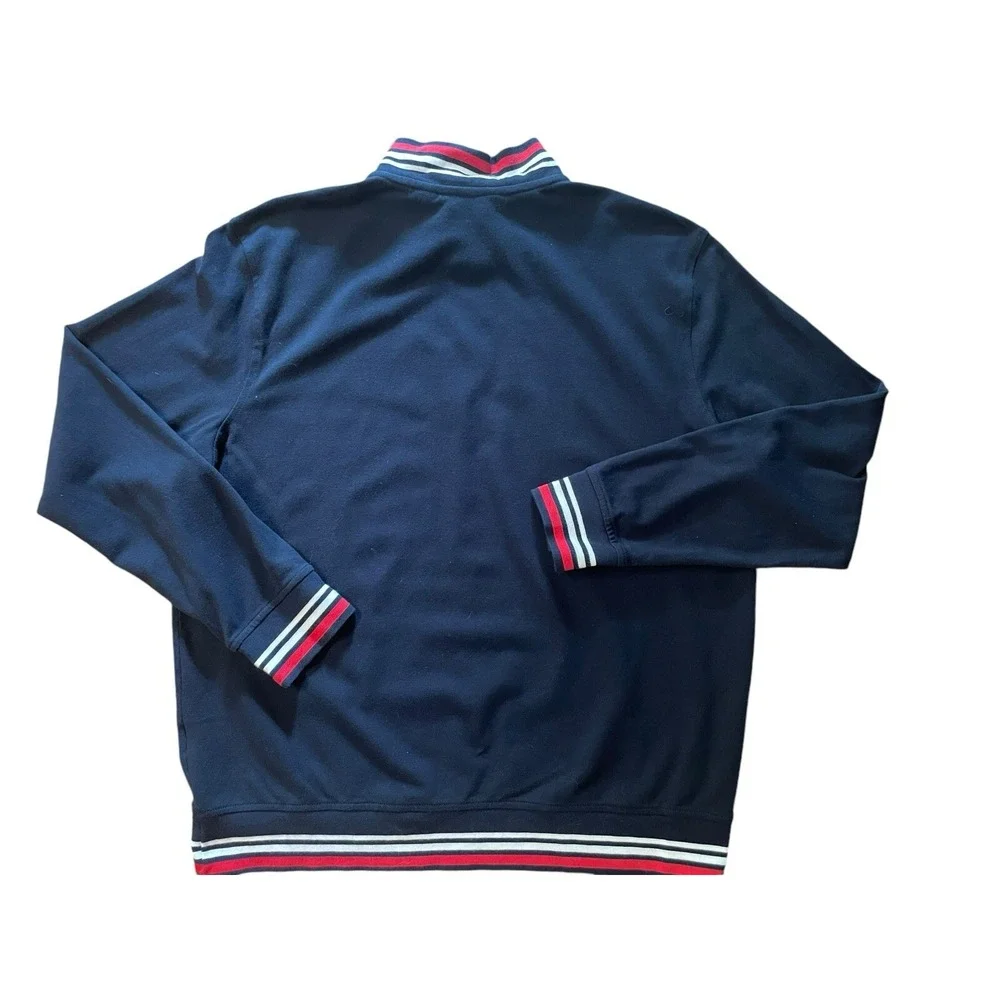 Lands End Quarter Zip Pullover‎ Mens XL Blue Nautical Collegiate Preppy Layering